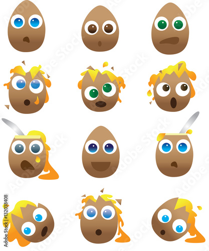 Cartoon Vector Cracked and Broken Eggs