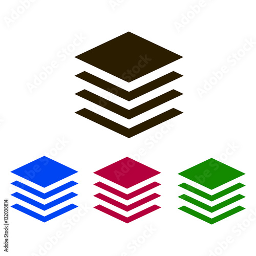 Layers icon vector. Blue, red , green, black