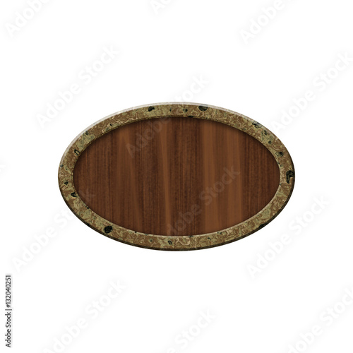 Wood badge with marbled bor...