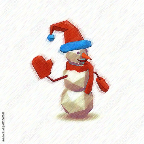 Polygonal snowman.Drawing s...