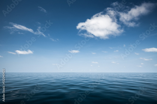 Calm sea with blue clear sky and clouds