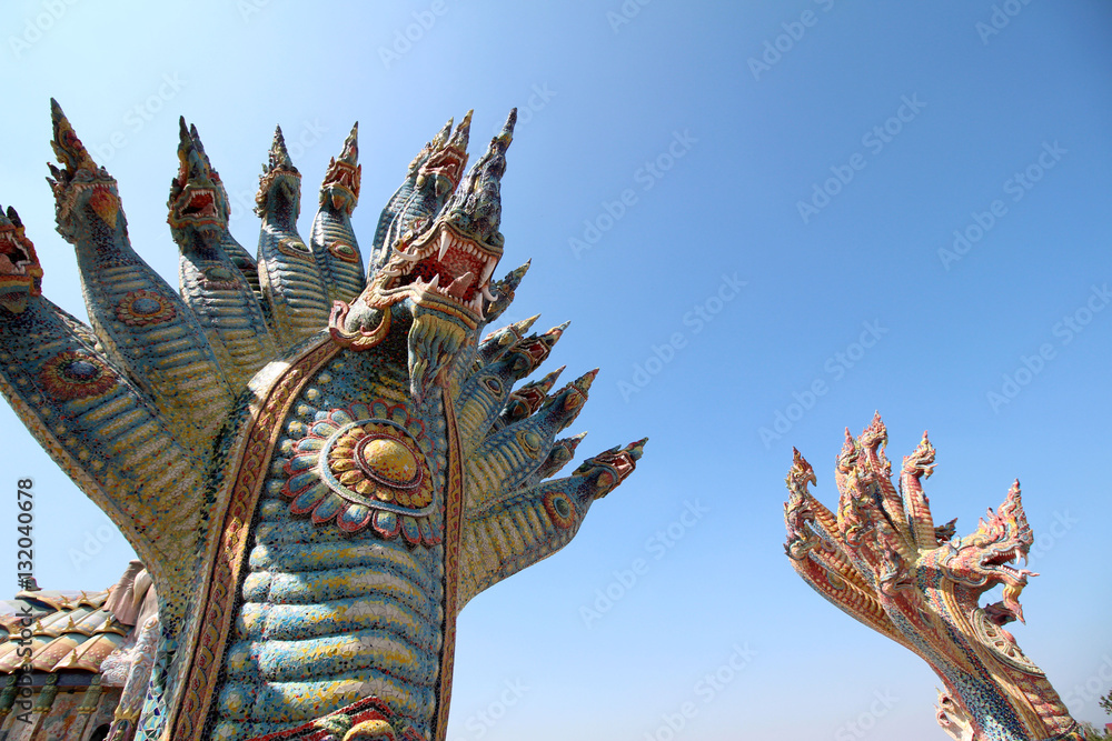 king of naga thai temple Lanna style In Thailand - obrazy, fototapety, plakaty 
