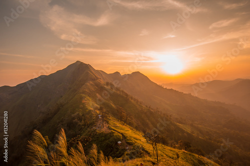 beautiful sunrise on mountain photo