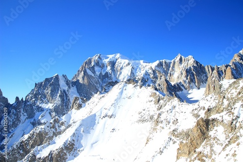 Mountain landscape with Mont Blanc, highest peak in Alps