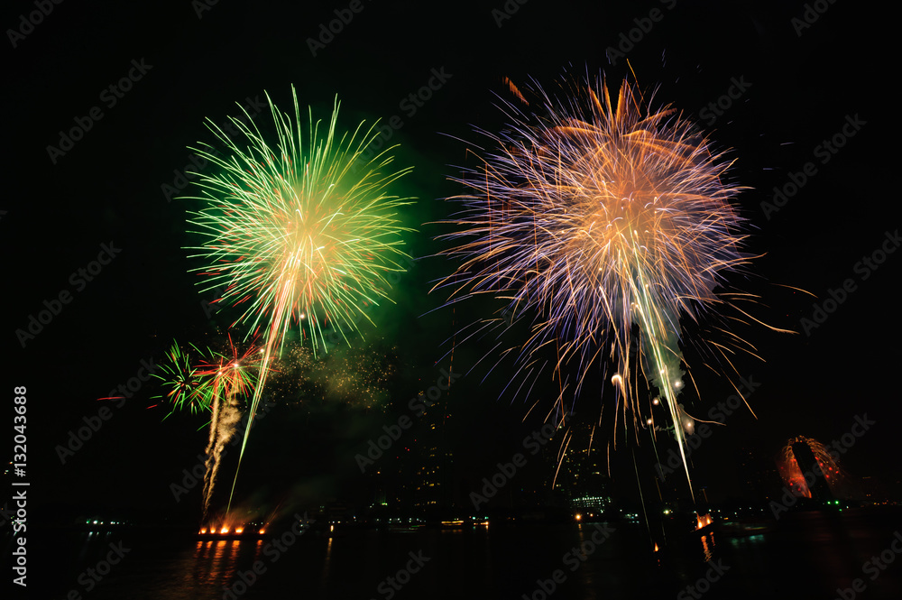 Fireworks at Bangkok. It happy new year, Thailand
