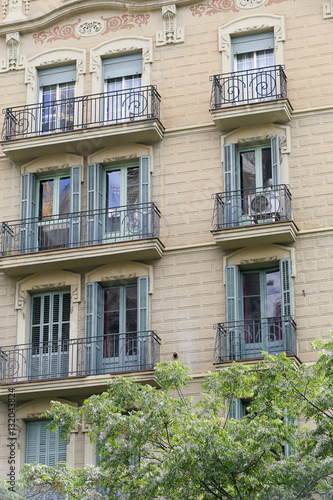 facade of old building in barcelona, spain