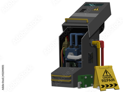 isolate under repair machine on transparent background
