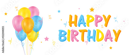 HAPPY BIRTHDAY card with balloons and streamers