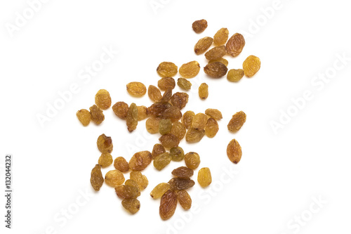 Raisins on white background