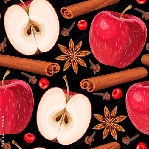 Apple and cinnamon seamless