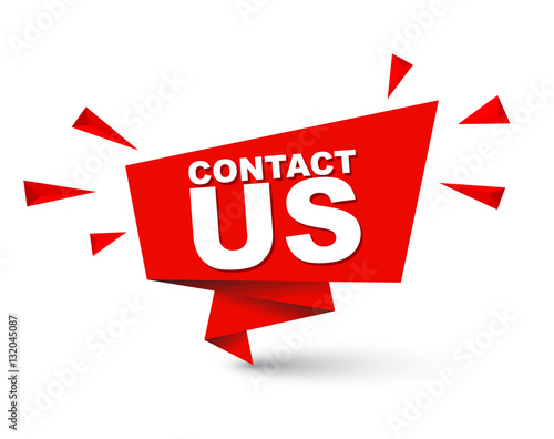 Red easy vector illustration isolated paper bubble banner contact us. This element is well adapted for web design.