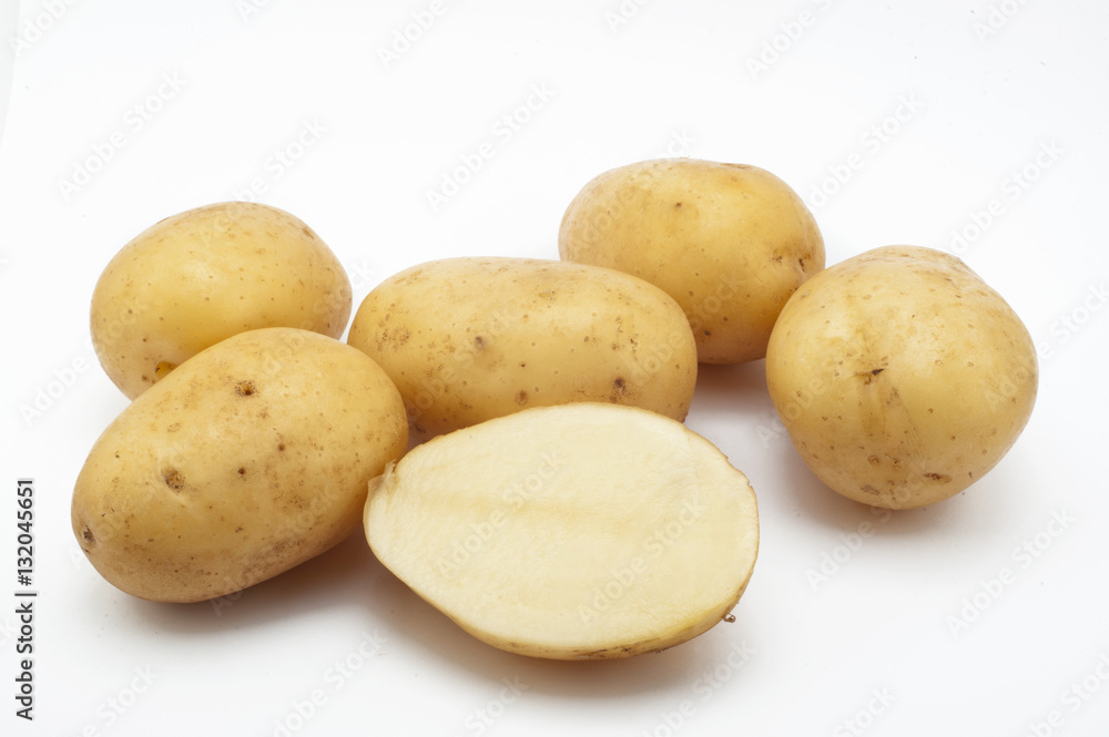 Quality of potatoes erou. Potatoes isolated on white background Quality of potatoes erou. Potatoes isolated on white background