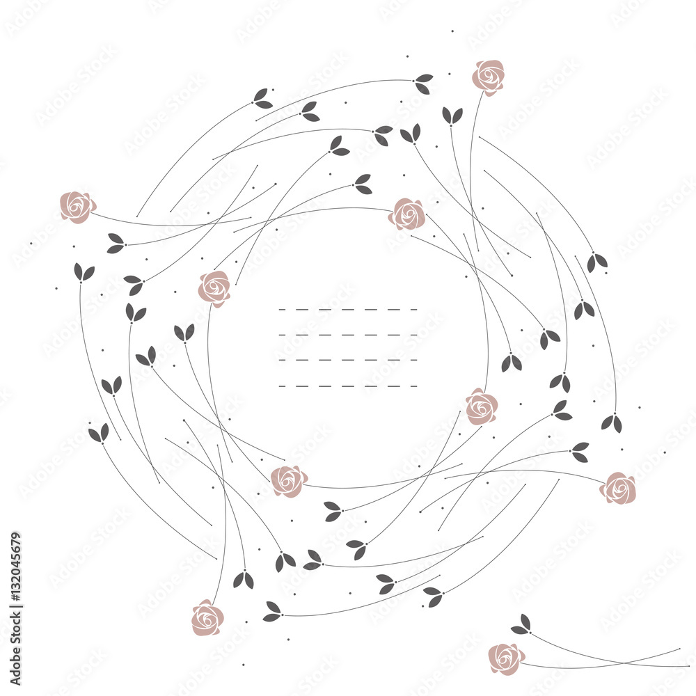 Elelgant round frame with plants and roses Elelgant round frame with plants and roses