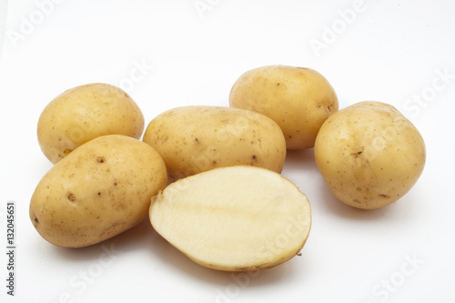 Quality of potatoes erou. Potatoes isolated on white background