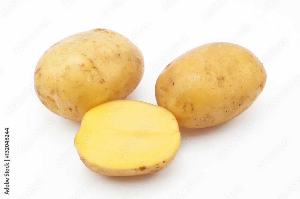 Quality of potatoes melt. Potatoes isolated on white background