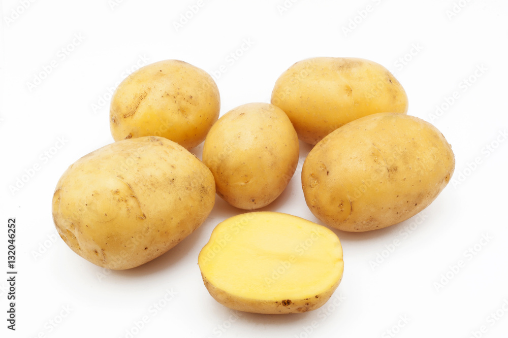 Quality of potatoes melt. Potatoes isolated on white background Quality of potatoes melt. Potatoes isolated on white background
