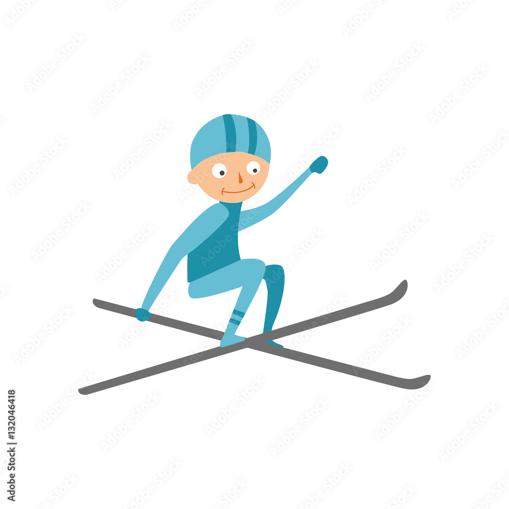 Fototapeta premium Skiing human trick vector illustration.
