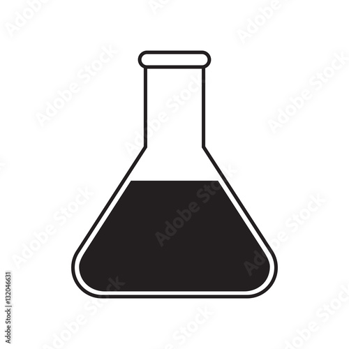 Simple flat conical flask icon, grayscale on white background