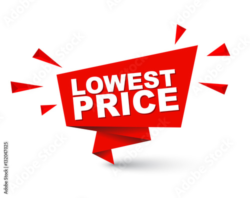 Red easy vector illustration isolated paper bubble banner lowest price. This element is well adapted for web design.