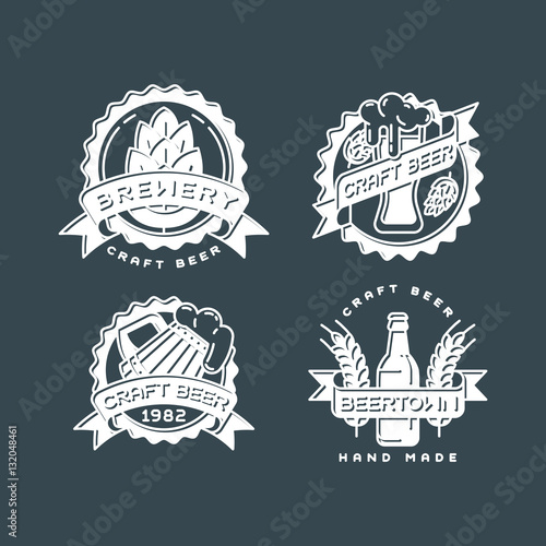 Craft beer bages vector set.