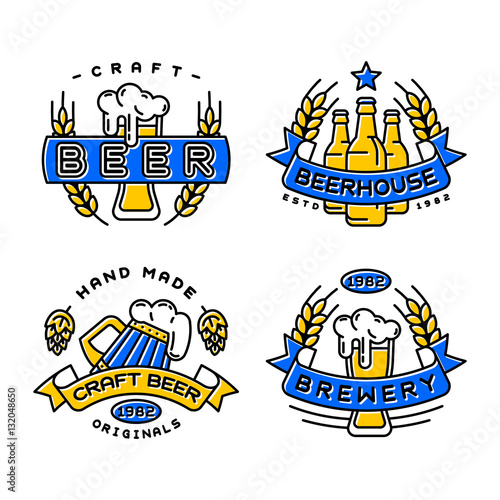 Craft beer bages vector set.