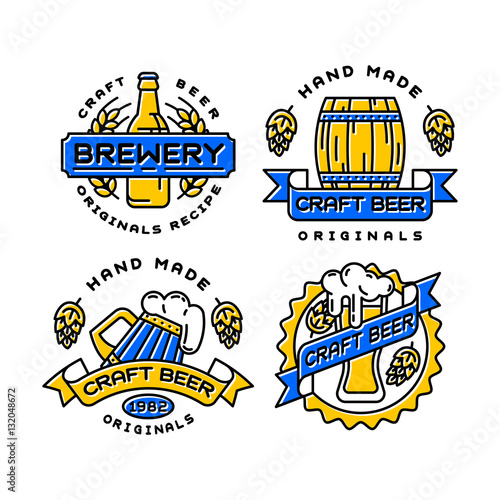 Craft beer bages vector set.