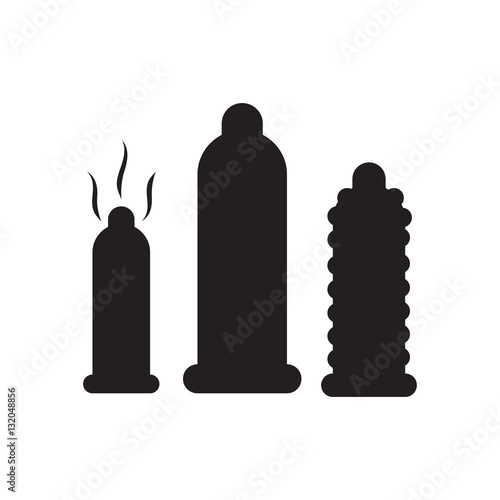 Flat icon in black and white condoms