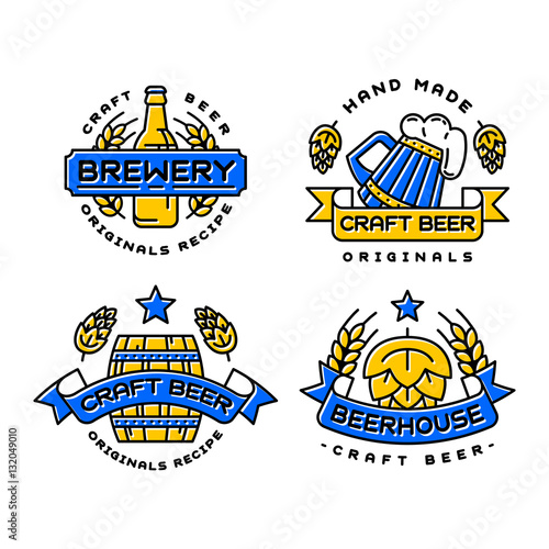 Craft beer bages vector set.