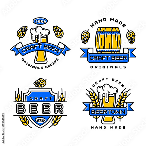 Craft beer bages vector set.