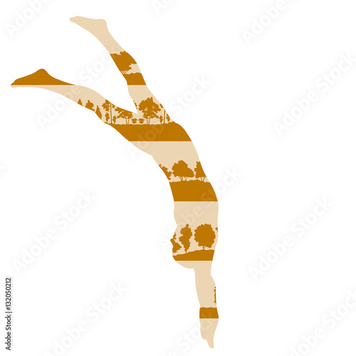 Swimmer start vector background concept made of forest trees fra