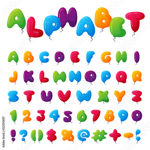 Balloon alphabet vector set.