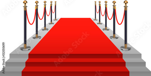 Red carpet with gold stanchions.