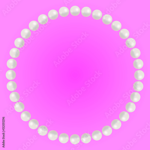 Pearl bracelet frame on magenta background