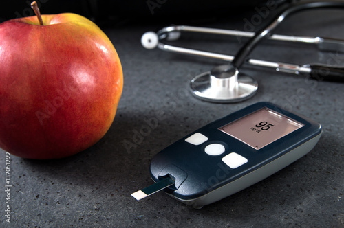 Blood glucose meter with interface created in graphic program photo