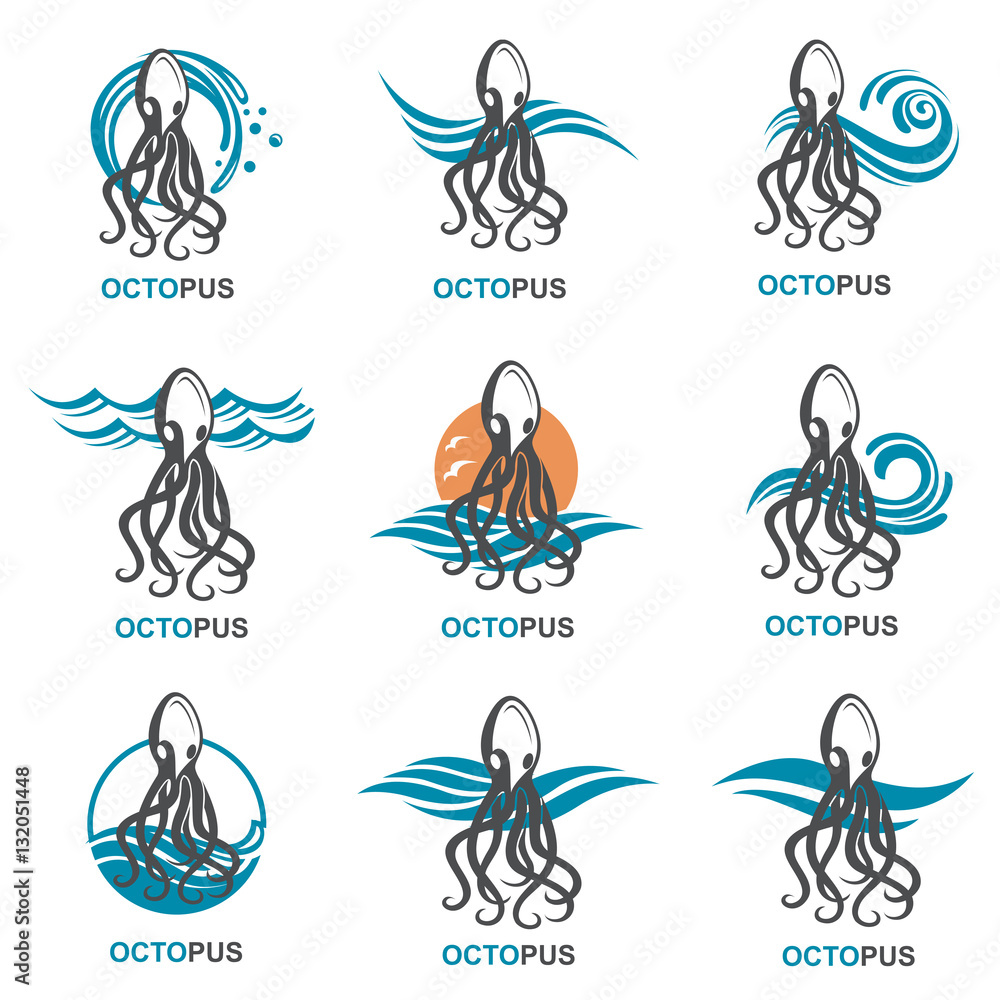 images collection of octopus and sea waves