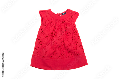 elegant red children summer dress, isolated