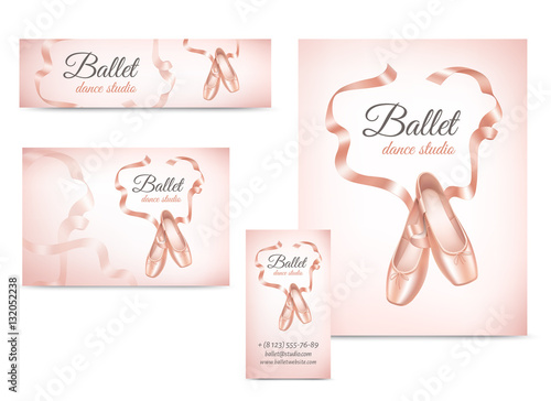 Ballet shoes on backgroud poster, postcard, visit card, banner