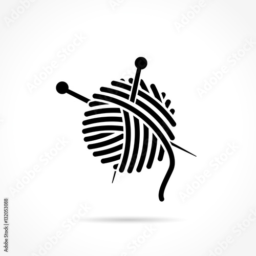 wool ball icon on white background