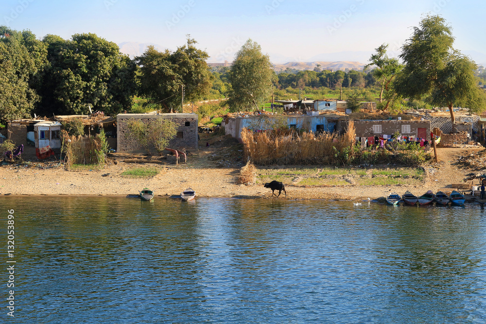 Poor Village on the Nile River, Egypt