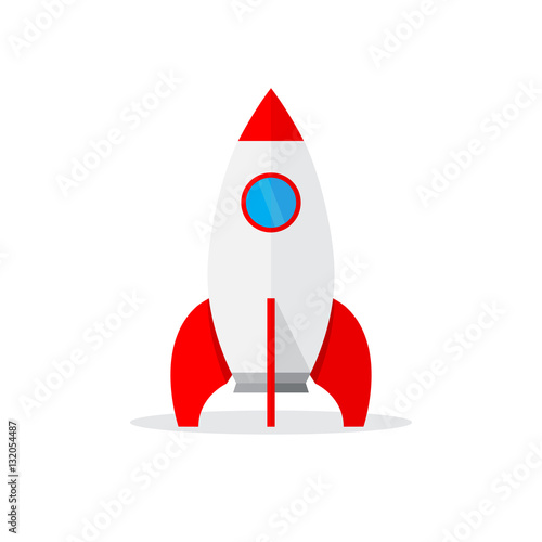 Spaceship icon in flat design. Vector illustration.