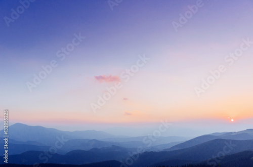 Fantastic sunset in the mountains of Ukraine.