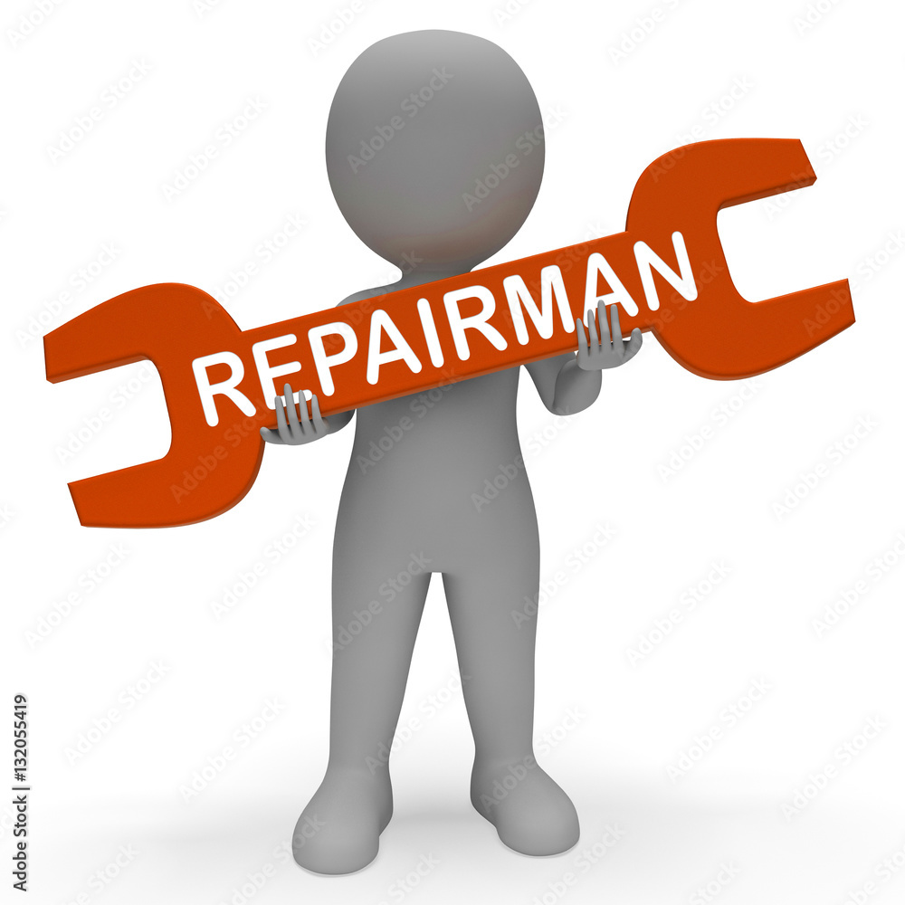 Repairman Spanner Shows Repair Fixing 3d Rendering Repairman Spanner Shows Repair Fixing 3d Rendering