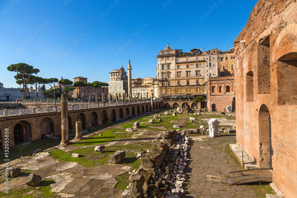 Rome, Italy. The picturesque ruins of Trajan's Market, 100 - 112 years BC