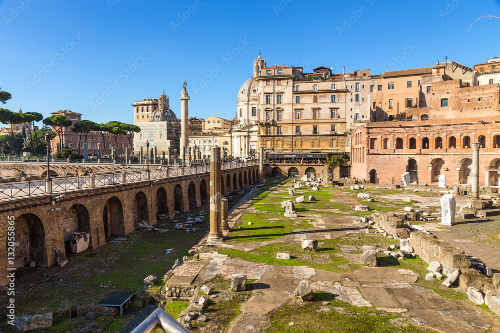 Rome, Italy. Trajan Market ruins, 100 - 112 years BC