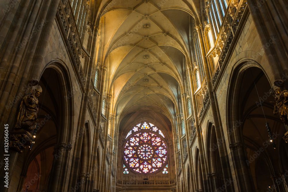 St. Vitus Cathedral in Hradcany, is the most famous church in Prague Castle