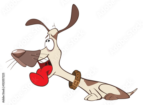  Illustration of a Cute Hunting Dog. Cartoon Character
