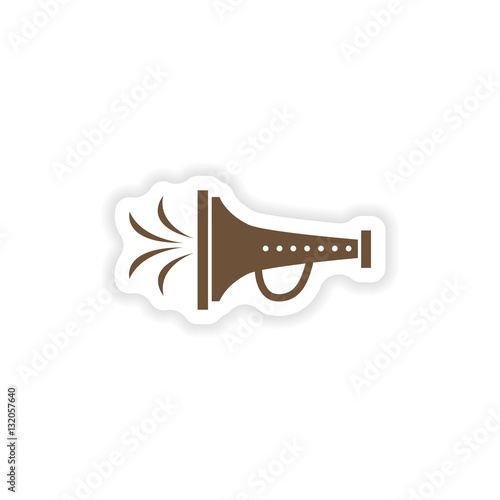 stylish paper sticker on white background mouthpiece