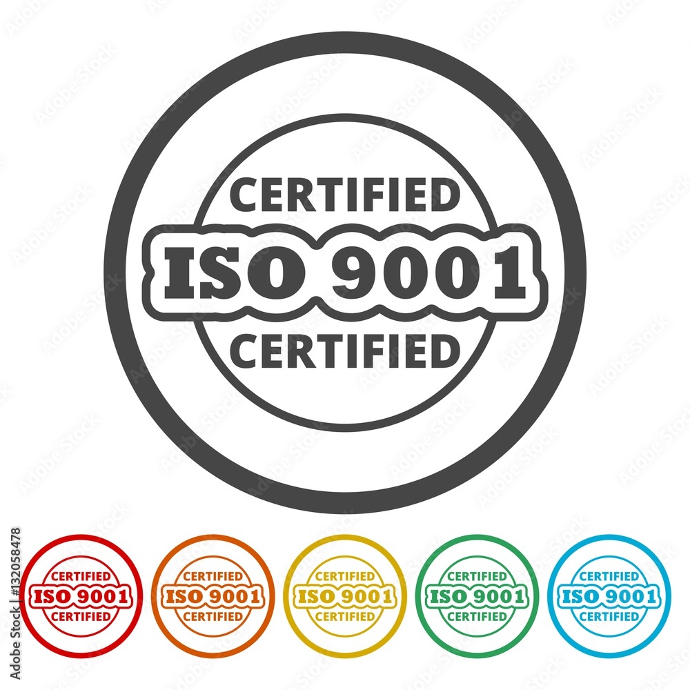 ISO 9001 certified sign icon 