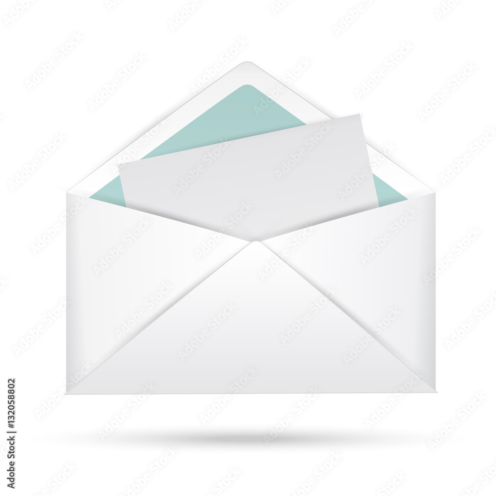 White open envelope with paper. Vector illustration White open envelope with paper. Vector illustration