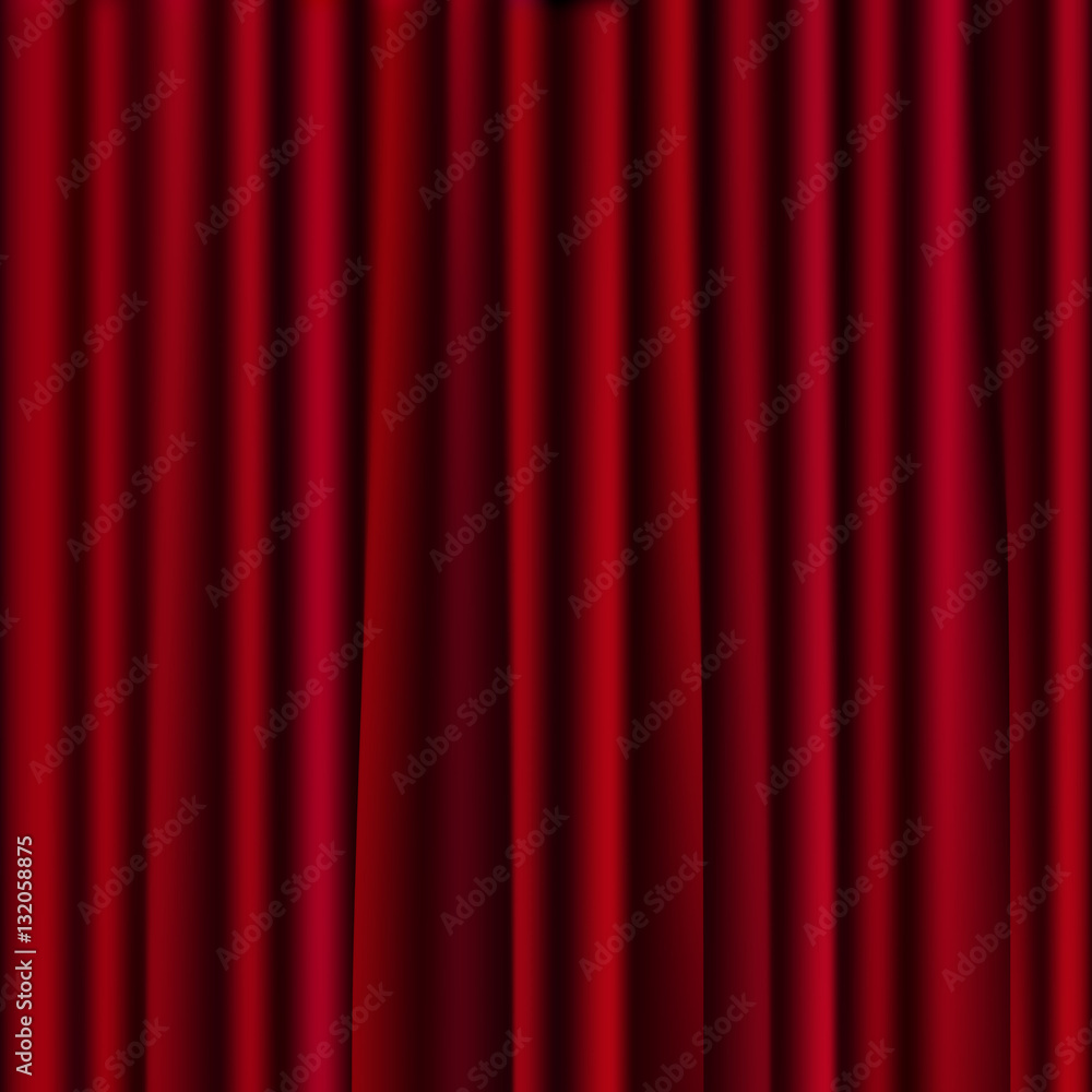 Red curtains background. Vector Illustration